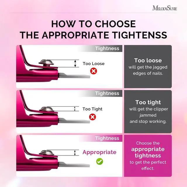 Alt view image 5 of 7 - MelodySusie Acrylic Nail Clippers with 15pcs Magnet Sizers, Professional Nail Clippers Cutters for Long Acrylic Gel Nails Tips, Adjustable Stainless Nail Trimmer, Manicure Tool for Salon Home, Plum