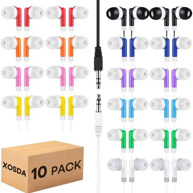 Main image of XOSDA 10 Pack Wired Bulk Earbuds, Affordable in Ear Headphones Earphones with 3.5mm Jack for School Classroom Kids Students Computer Laptop