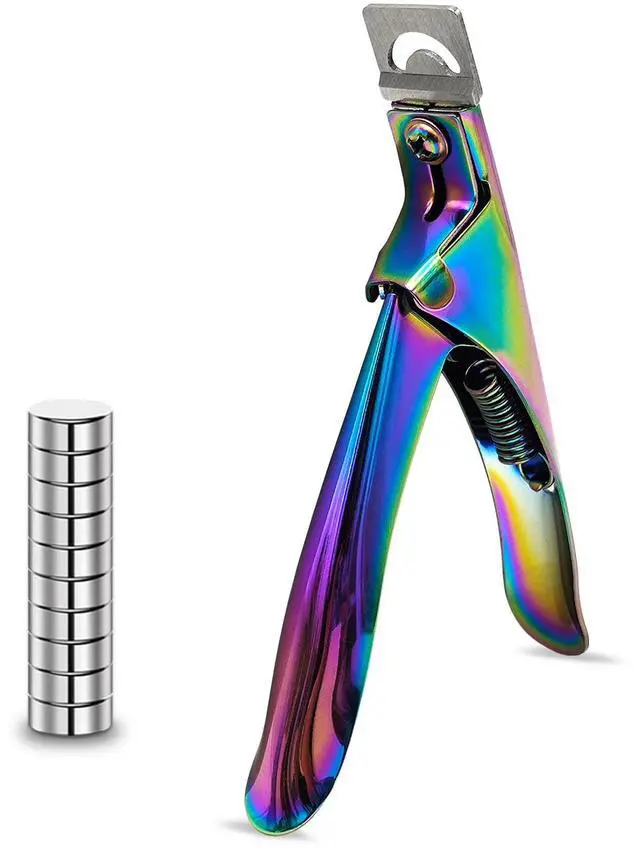 Main image of Acrylic Nail Cutter with Magnet Sizer & Length Measurement,Adjustable Stainless Nail Trimmer for Salon Home Nail Art, Professional Nail Clippers for Precise Manicures (Rainbow)