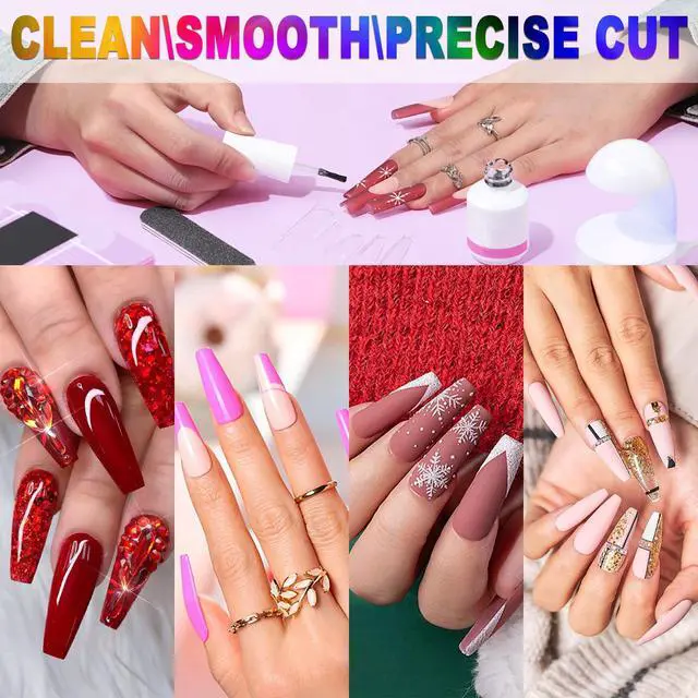 Alt view image 7 of 7 - Acrylic Nail Cutter with Magnet Sizer & Length Measurement,Adjustable Stainless Nail Trimmer for Salon Home Nail Art, Professional Nail Clippers for Precise Manicures (Rainbow)