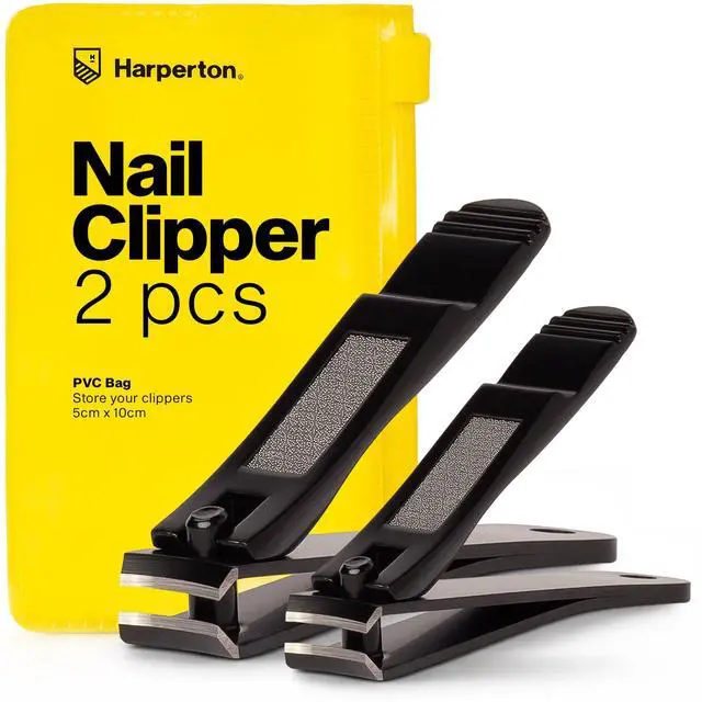 Main image of Nail Clippers for Thick Nails - 2 Pack Heavy Duty Toenail & Fingernail Clippers for Men Precision Stainless Steel Cutter Set with Travel Case (Black)