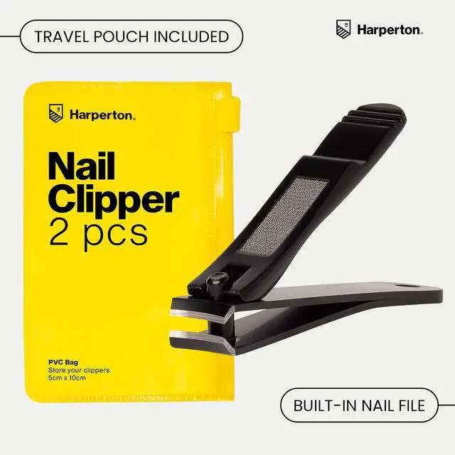 Alt view image 5 of 7 - Nail Clippers for Thick Nails - 2 Pack Heavy Duty Toenail & Fingernail Clippers for Men Precision Stainless Steel Cutter Set with Travel Case (Black)