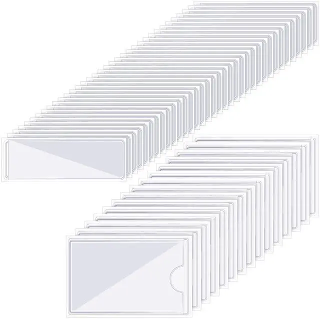 Main image of 100 Pieces Clear Adhesive Pockets Holder and Clear Binder Label Business Card Pockets Card Holder for Organizing and Protecting Labels, Business Cards, Photos