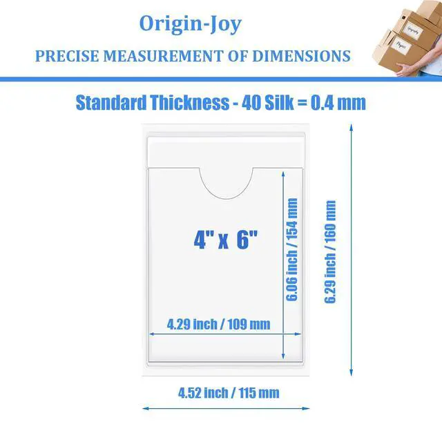 Alt view image 2 of 7 - Origin-Joy 25 PCS Self-Adhesive Index Label Pockets, Clear Plastic Peel & Stick Card Holders with Top Open for Loading (4 x 6 inch)