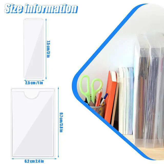 Alt view image 3 of 6 - 100 Pieces Clear Adhesive Pockets Holder and Clear Binder Label Business Card Pockets Card Holder for Organizing and Protecting Labels, Business Cards, Photos
