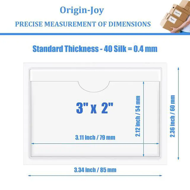 Alt view image 2 of 7 - Origin-Joy 60 PCS Self Adhesive Index Card Pockets with Top Open, Clear Plastic Label Holder for Cards of Note, Library and Business, Adhesive Label Pockets & Card Holder (3 x 2 inch)