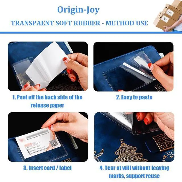 Alt view image 4 of 7 - Origin-Joy 60 PCS Self Adhesive Index Card Pockets with Top Open, Clear Plastic Label Holder for Cards of Note, Library and Business, Adhesive Label Pockets & Card Holder (3 x 2 inch)
