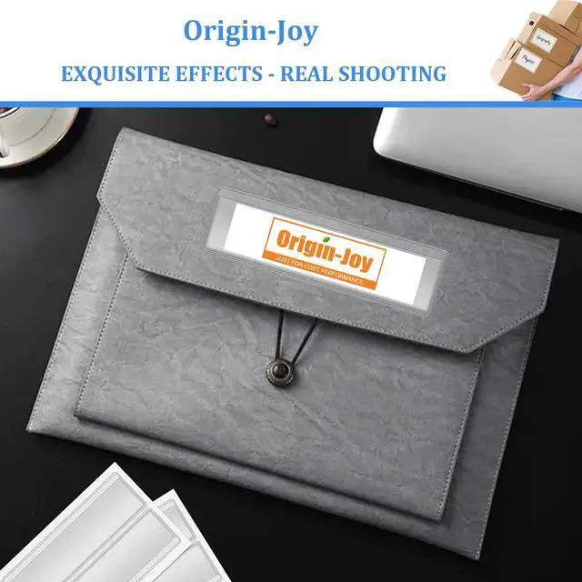 Alt view image 5 of 7 - Origin-Joy 60 PCS Self Adhesive Index Card Pockets with Top Open, Clear Plastic Label Holder for Cards of Note, Library and Business, Adhesive Label Pockets & Card Holder (3 x 2 inch)