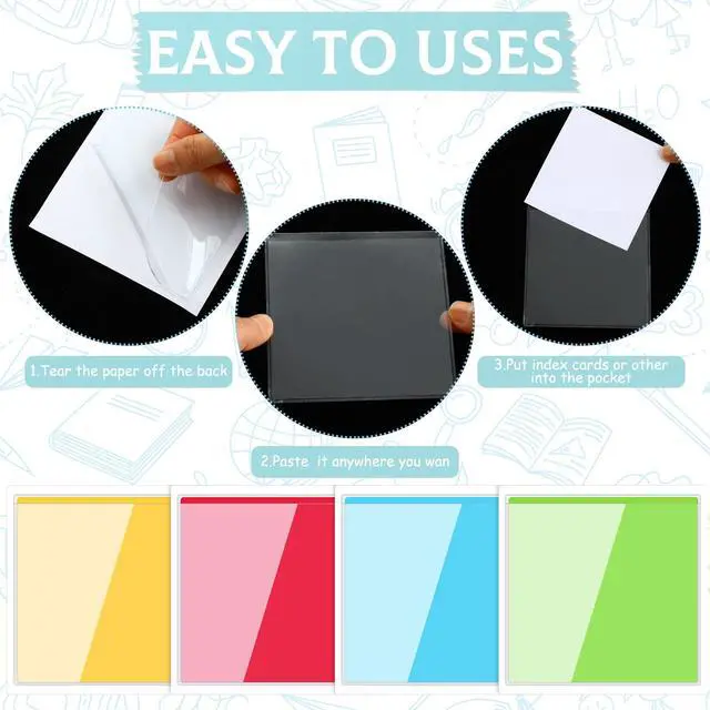 Alt view image 4 of 7 - Glenmal 50 Pcs Self Adhesive Index Card Pockets,50 Pcs