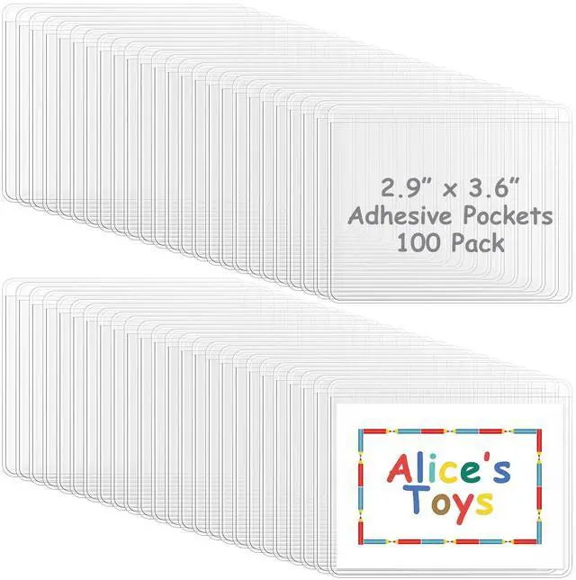 Main image of Jeyiour 100 Pcs Label Holders Adhesive Nameplate Pockets Storage Bin Labels Index Card Holder Shelf Plastic Peel Stick for Classroom Supermarket Bookshelf Library Student Box Drawer (3.6 x 2.9 Inch)