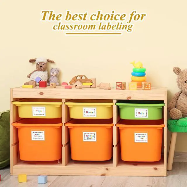 Alt view image 3 of 6 - Jeyiour 100 Pcs Label Holders Adhesive Nameplate Pockets Storage Bin Labels Index Card Holder Shelf Plastic Peel Stick for Classroom Supermarket Bookshelf Library Student Box Drawer (3.6 x 2.9 Inch)