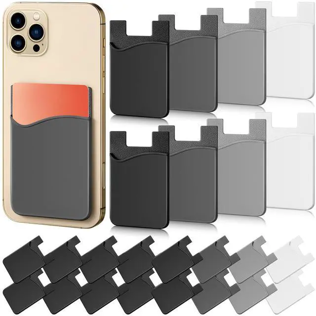 Main image of Frienda 24 Pcs Phone Card Holder Adhesive Silicone Wallet for Back of Phone, Stick-on Cellphone Credit Card Holder Sleeve Compatible with Most Smartphones (Vintage Color)