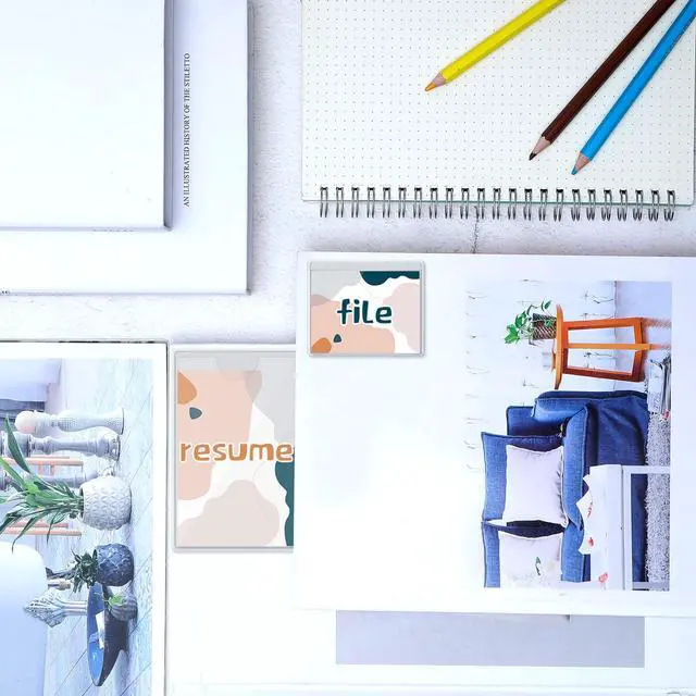 Alt view image 5 of 6 - 100 Self-adhesive Index Card Holder for Business Cards, Clear Plastic Sticky Labels Holders for Storage Bins Toy Bins Scrapbooks, Organize and Protect Cards Photos Labels (2.32 x 3.54'', 1.85 x1.57'')