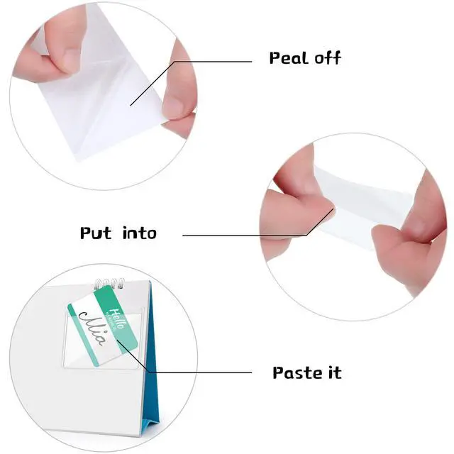 Alt view image 6 of 6 - 100 Self-adhesive Index Card Holder for Business Cards, Clear Plastic Sticky Labels Holders for Storage Bins Toy Bins Scrapbooks, Organize and Protect Cards Photos Labels (2.32 x 3.54'', 1.85 x1.57'')