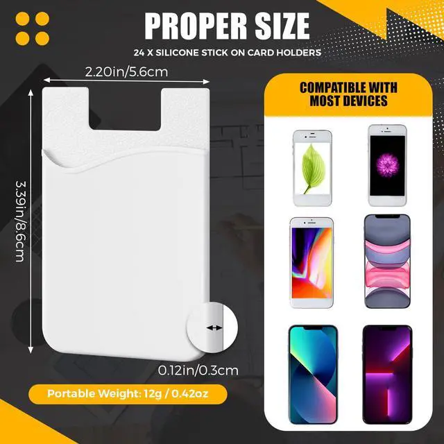 Alt view image 6 of 7 - Frienda 24 Pcs Phone Card Holder Adhesive Silicone Wallet for Back of Phone, Stick-on Cellphone Credit Card Holder Sleeve Compatible with Most Smartphones (Vintage Color)