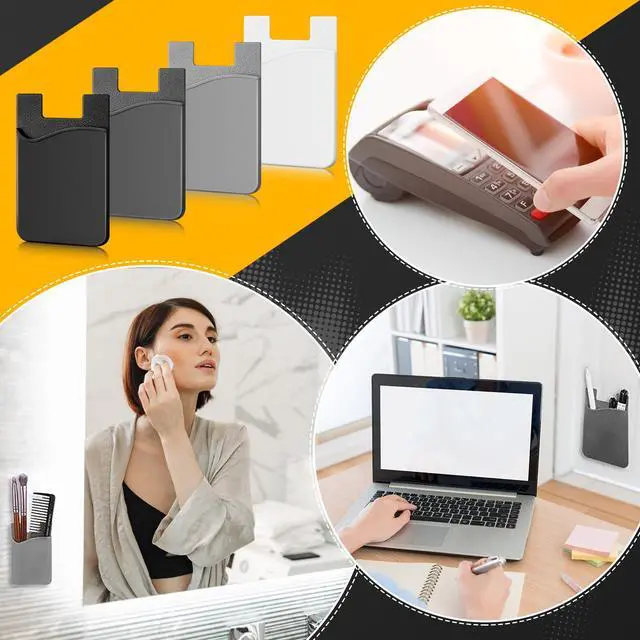 Alt view image 7 of 7 - Frienda 24 Pcs Phone Card Holder Adhesive Silicone Wallet for Back of Phone, Stick-on Cellphone Credit Card Holder Sleeve Compatible with Most Smartphones (Vintage Color)