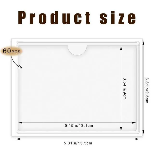 Alt view image 2 of 7 - 60 Pack 3 X 5 Inches Adhesive Index Card Pockets, Clear Self Adhesive Label Pockets Label Holders Card Holder Shelf Label Holder for Organizing, Storage Bins (3.7 x 5.3 inches)