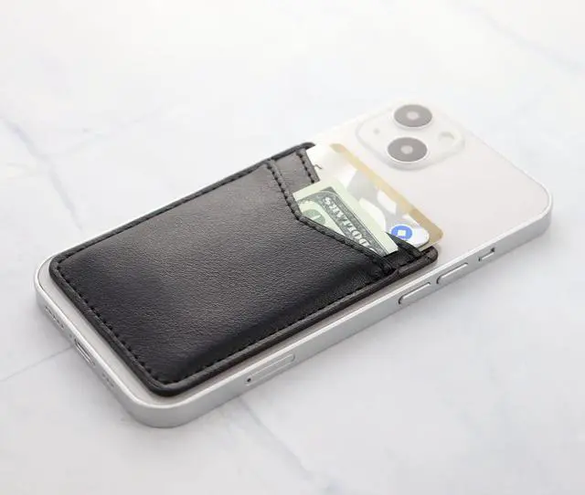 Alt view image 4 of 7 - 2Pack Phone Wallet,Leather Phone Card Holder Adhesive Stick On Credit Card Pocket for Back of Phone Case iPhone and Android-Black,Navy Blue