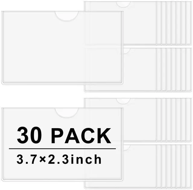 Main image of 30 Pack Self-Adhesive Index Card Pockets with Top Open for Loading - Ideal Index Card Holder for Organizing and Protecting - Crystal Clear Plastic(3.7 x 2.3 Inches)