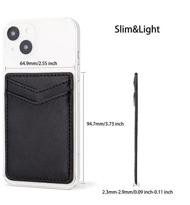 Alt view image 2 of 7 - 2Pack Phone Wallet,Leather Phone Card Holder Adhesive Stick On Credit Card Pocket for Back of Phone Case iPhone and Android-Black,Navy Blue