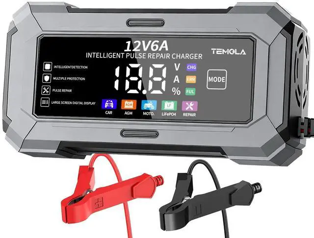 Main image of Car Battery Charger, Automatic Trickle Charger and Battery Maintainer with Pulse Repair Digital Display Trickle Charger for Car Battery 12V 6A Auto Battery Charger for AGM Motorcycle LiFePO4 Batteries