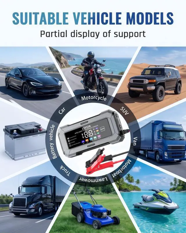 Alt view image 6 of 7 - Car Battery Charger, Automatic Trickle Charger and Battery Maintainer with Pulse Repair Digital Display Trickle Charger for Car Battery 12V 6A Auto Battery Charger for AGM Motorcycle LiFePO4 Batteries