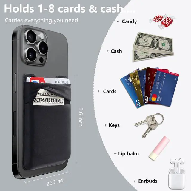 Alt view image 7 of 7 - Hoblaze Phone Card Holder Stretchy Wallet Pocket Credit Card ID Case Pouch Sleeve Adhesive Sticker Compatible with iPhone Samsung Galaxy Android Smartphones - 3Pack Black