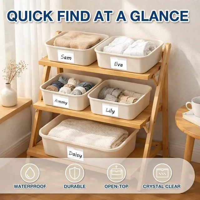 Alt view image 7 of 7 - H4D 24 Pack labels for Storage Bins, 3" x 5" Plastic Clear Adhesive Pockets