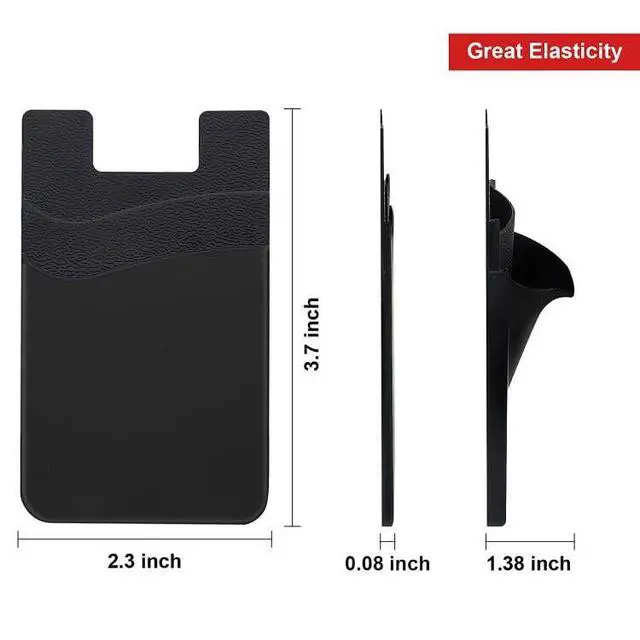 Alt view image 5 of 7 - Senose 5 Pack Phone Wallet, Card Holder Back of Phone Stick On Pocket Credit ID Card Sleeve, Strong Adhesive Sticker Cellphone Wallet Compatible for iPhone, Android & Most Smartphones