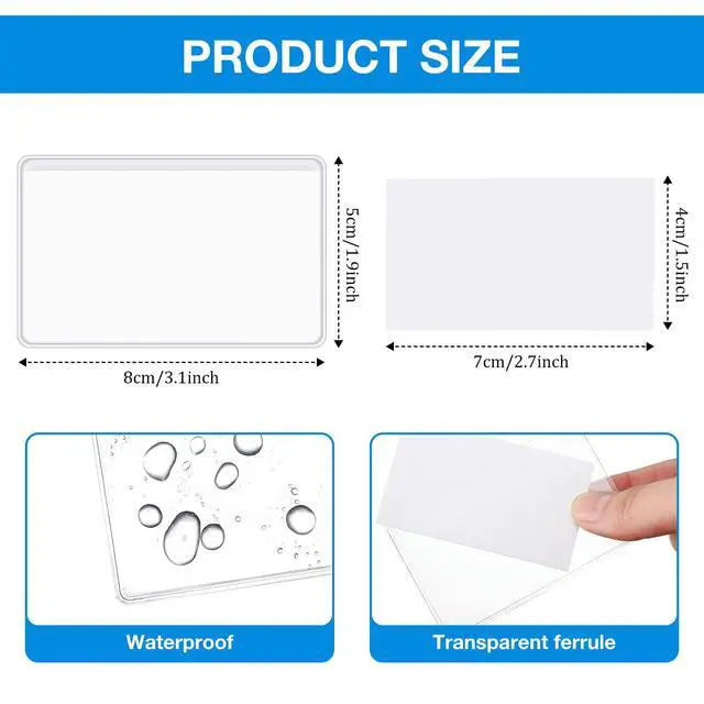 Alt view image 2 of 6 - Geyee 100 Adhesive Pockets Library Card Pocket with Top Open, Clear Self Adhesive Index Card Sleeves for Business Cards, Back to School Supplies for Storage Bins Library Cards Organizing Totes Shelves