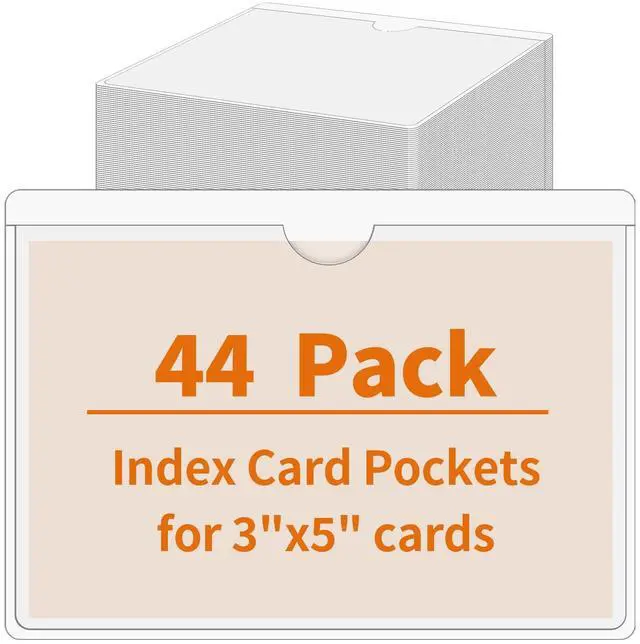 Main image of 44 Pcs Storage Bin Labels, 3×5 in Index Card Holder, Clear Adhesive Pockets