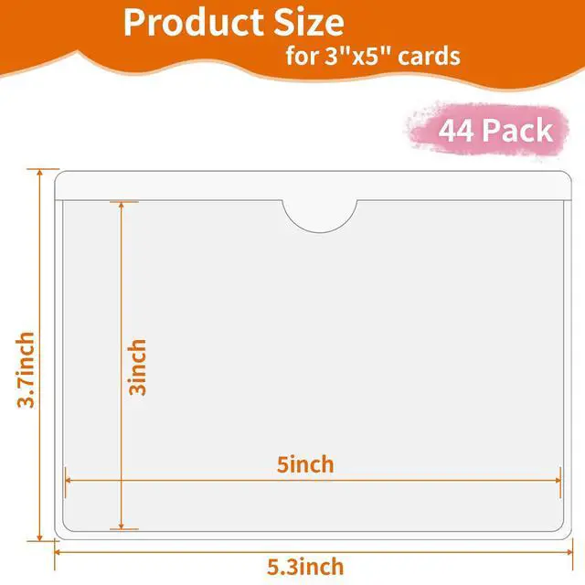 Alt view image 4 of 7 - 44 Pcs Storage Bin Labels, 3×5 in Index Card Holder, Clear Adhesive Pockets