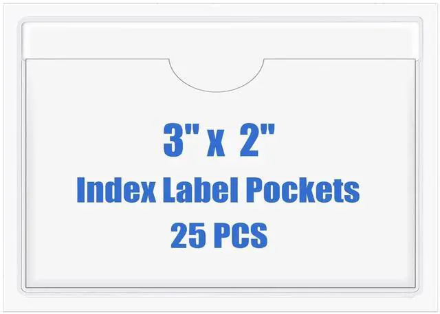 Main image of Origin-Joy 25 PCS Self-Adhesive Index Label Pockets, Clear Plastic Peel & Stick Card Holders with Top Open for Loading (3 x 2 inch)
