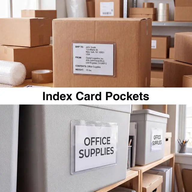 Alt view image 7 of 7 - 36 Pack Adhesive Index Card Holders, Clear 4 x 6 Label Pockets