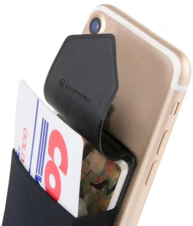 Main image of Sinjimoru Card Holder for Back of Phone, Stick on Phone Wallet, Black