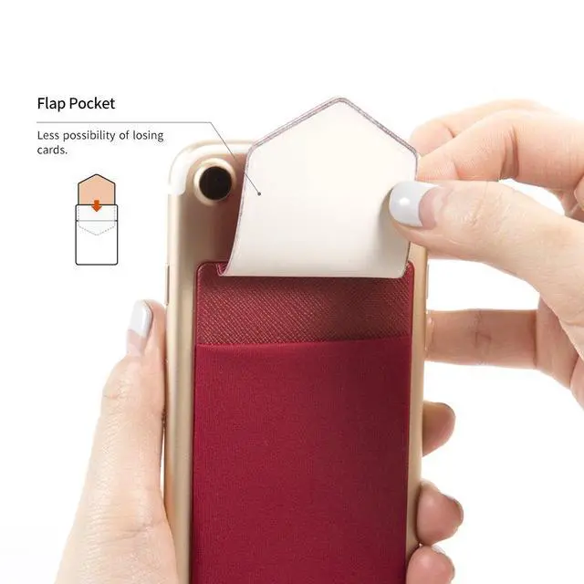Alt view image 2 of 7 - Sinjimoru Card Holder for Back of Phone, Stick on Phone Wallet, Black