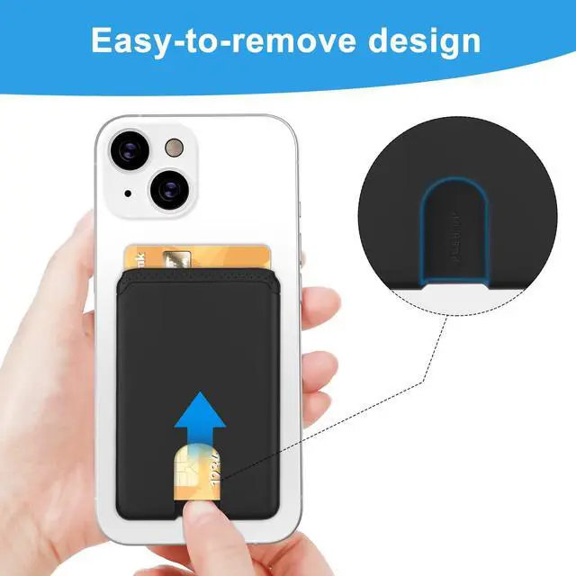 Alt view image 2 of 7 - SHANSHUI Phone Card Holder, Silicone Ultra Slim Phone Wallet Stick on Credit Card Holder for CellPhone Compatible for iPhone, Android & Most Smartphones - Black