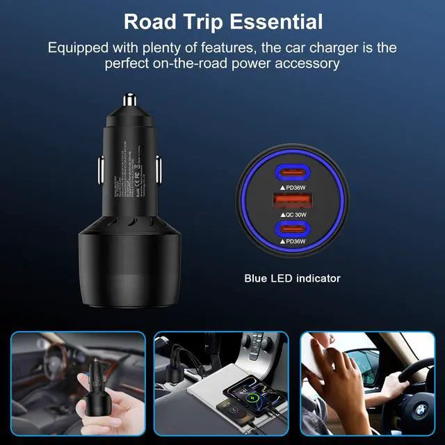 Alt view image 7 of 7 - Super Fast Type C Car Charger 3 Port for Samsung Galaxy S26 S25 Ultra A17