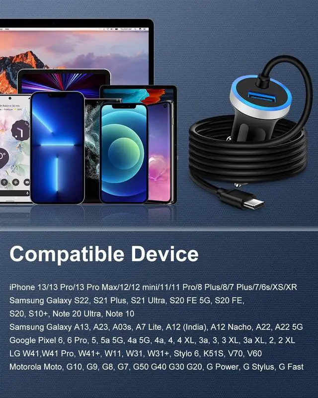 Alt view image 7 of 7 - Cell Phone Car Charger for Samsung Galaxy A17 A16 A25 A15 5G A13 A14 S26