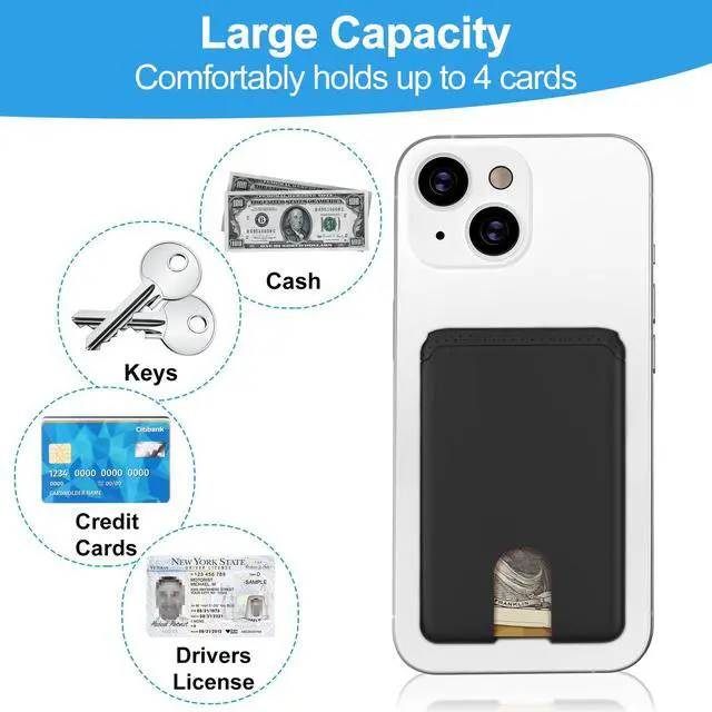 Alt view image 4 of 7 - SHANSHUI Phone Card Holder, Silicone Ultra Slim Phone Wallet Stick on Credit Card Holder for CellPhone Compatible for iPhone, Android & Most Smartphones - Black