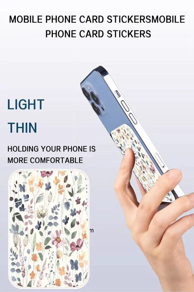 Alt view image 3 of 5 - AOHRO Phone Card Holder - Dual Pocket Leather Wallet with Adhesive, Cute Credit Card Holder for Most Phones - Colorful Boho Leaf