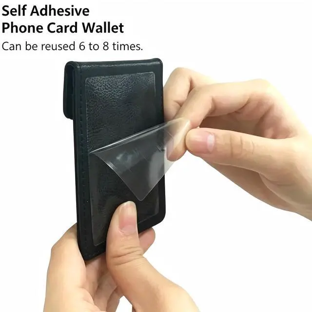 Alt view image 6 of 7 - YUNCE Cell Phone Card Holder RFID Ring Stand Stick on Wallet Card Holder for Back of Phone iPhone Android and All Smartphones Adhesive Credit Card Holder Pink
