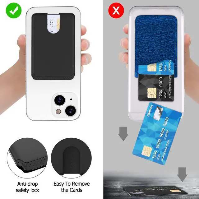 Alt view image 3 of 7 - SHANSHUI Phone Card Holder, Silicone Ultra Slim Phone Wallet Stick on Credit Card Holder for CellPhone Compatible for iPhone, Android & Most Smartphones - Black