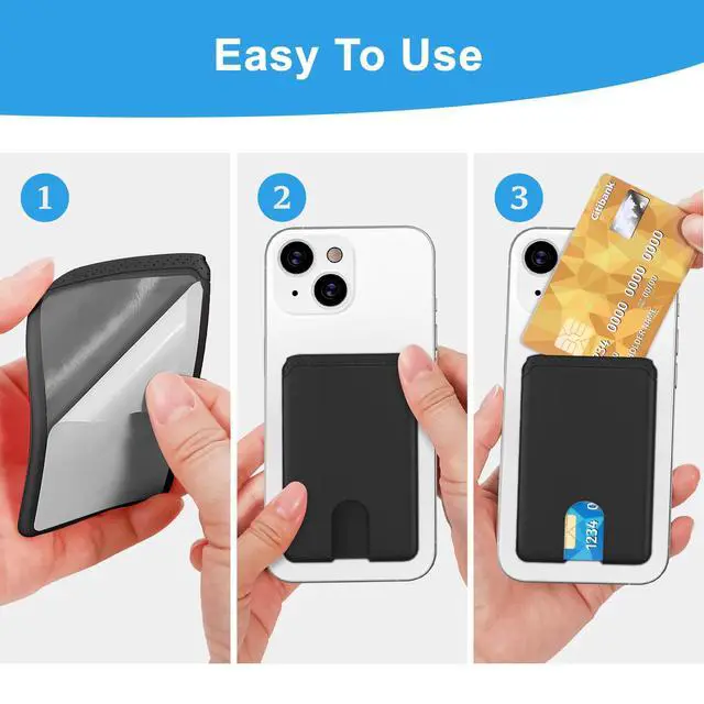 Alt view image 6 of 7 - SHANSHUI Phone Card Holder, Silicone Ultra Slim Phone Wallet Stick on Credit Card Holder for CellPhone Compatible for iPhone, Android & Most Smartphones - Black
