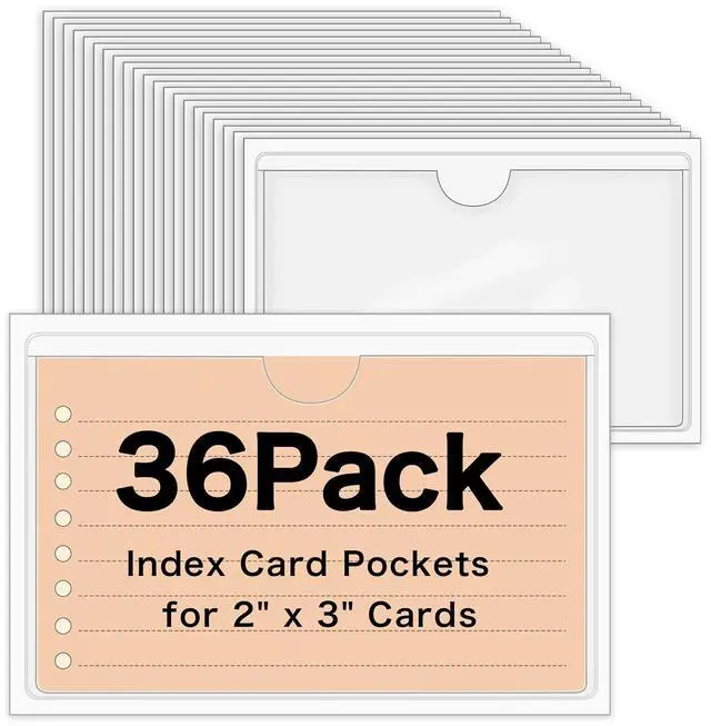 Main image of 36 Pack Clear Adhesive Label Holders, 2 x 3 Inch Index Card Pockets