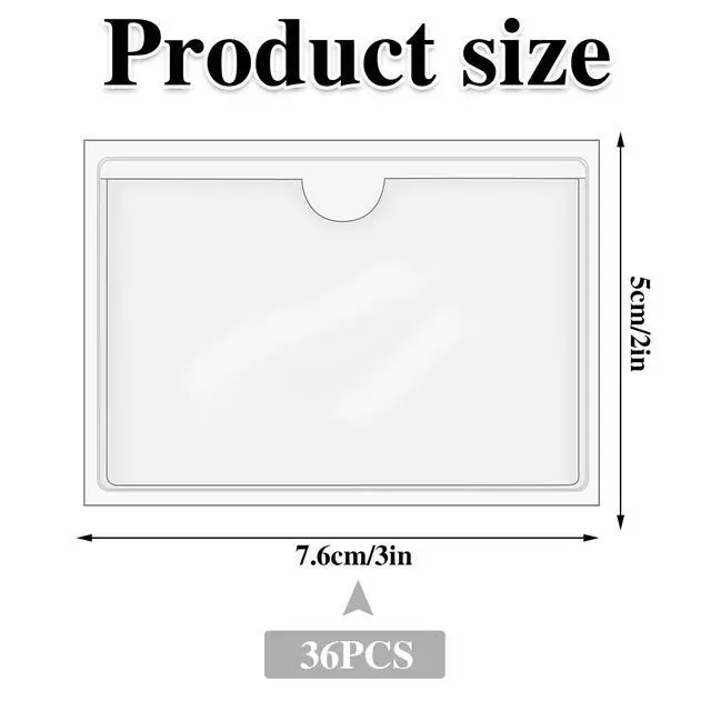 Alt view image 2 of 7 - 36 Pack Clear Adhesive Label Holders, 2 x 3 Inch Index Card Pockets