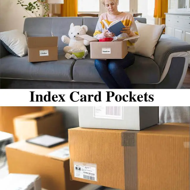 Alt view image 5 of 7 - 36 Pack Clear Adhesive Label Holders, 2 x 3 Inch Index Card Pockets