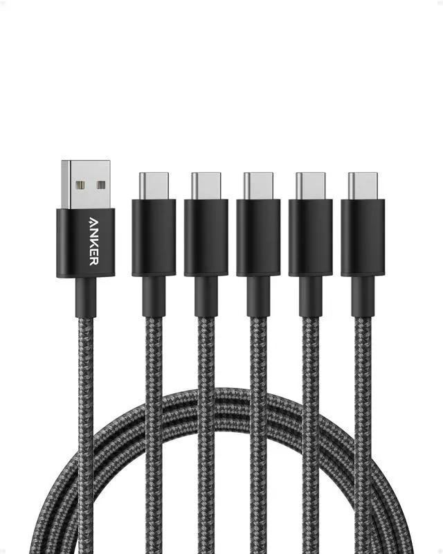 Main image of Anker USB A to USB C Cable, USB to USB C Cable (5-Pack, 6 ft, Black)