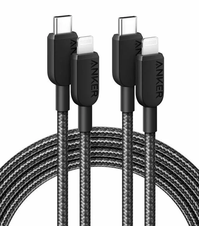 Main image of Anker 310 USB C to Lightning Cable, MFi-Certified Cord(2-Pack, 6 ft, Black)