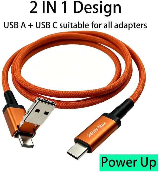 Alt view image 2 of 7 - ZLMC 2 in 1 USB A to USB C, USB C to USB C Data Cable 240W Fast Charging